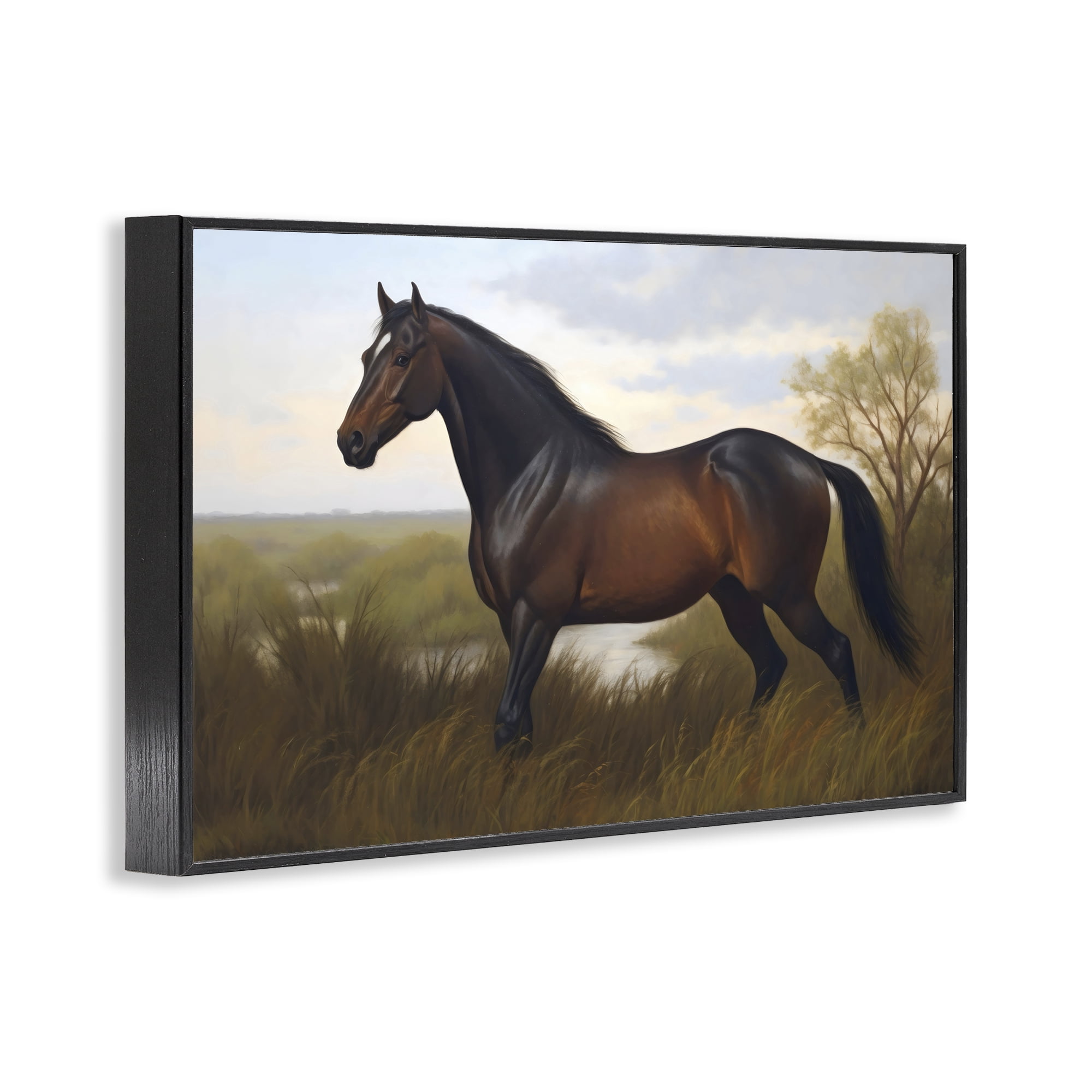 Stupell Industries Stallion in Marshland Black Framed Giclee Art, design by Creative Studio