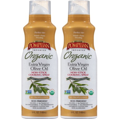 (2 Pack) Pompeian Organic Extra Virgin Olive Oil Cook Spray, 5.0 FL OZ