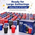 thumbnail image 6 of MODANU 16 oz Plastic Cups 50 Pcs Drinking Cups Disposable Cups with Lines Beverage Drinking Cups for Camping Barbecues Birthday Party Indoor Outdoor Events Picnics (Red), 6 of 7