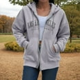 thumbnail image 6 of Godom Women Zip Up Hooded Sweatshirt Ladies Letter Print Long Sleeve Casual Loose Lightweight Jacket wih Pockets, 6 of 7