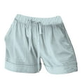 thumbnail image 5 of YOTMKGDO Linen Shorts for Women Casual Summer Shorts Plus Size High Waisted Loose Fit Drawstring Short Pants with Pockets, Linen Shorts (Light Blue, S), 5 of 5