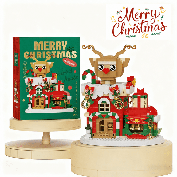 Christmas Winter Village Building Blocks Set for Adults, 766Pieces Elk House Mini Building Blocks for Kids Christmas Stocking Stuffers Gifts