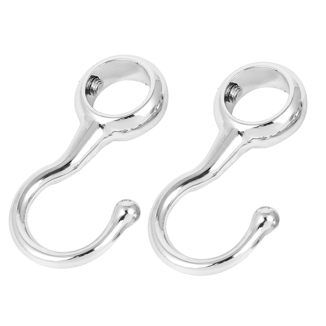 Wardrobe 16mm Dia Tube Rod Adjustable Clothes Coat Hooks Hangers 2pcs