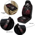 thumbnail image 6 of Xoenoiee Skull Raven Crow Rose Flower Pattern Car Seat Covers Full Set of 5 Front Seats Protectors Covers with Seat Belt Cover Center Console Cover, PU Leather Car Decor Interior Accessories, 6 of 7
