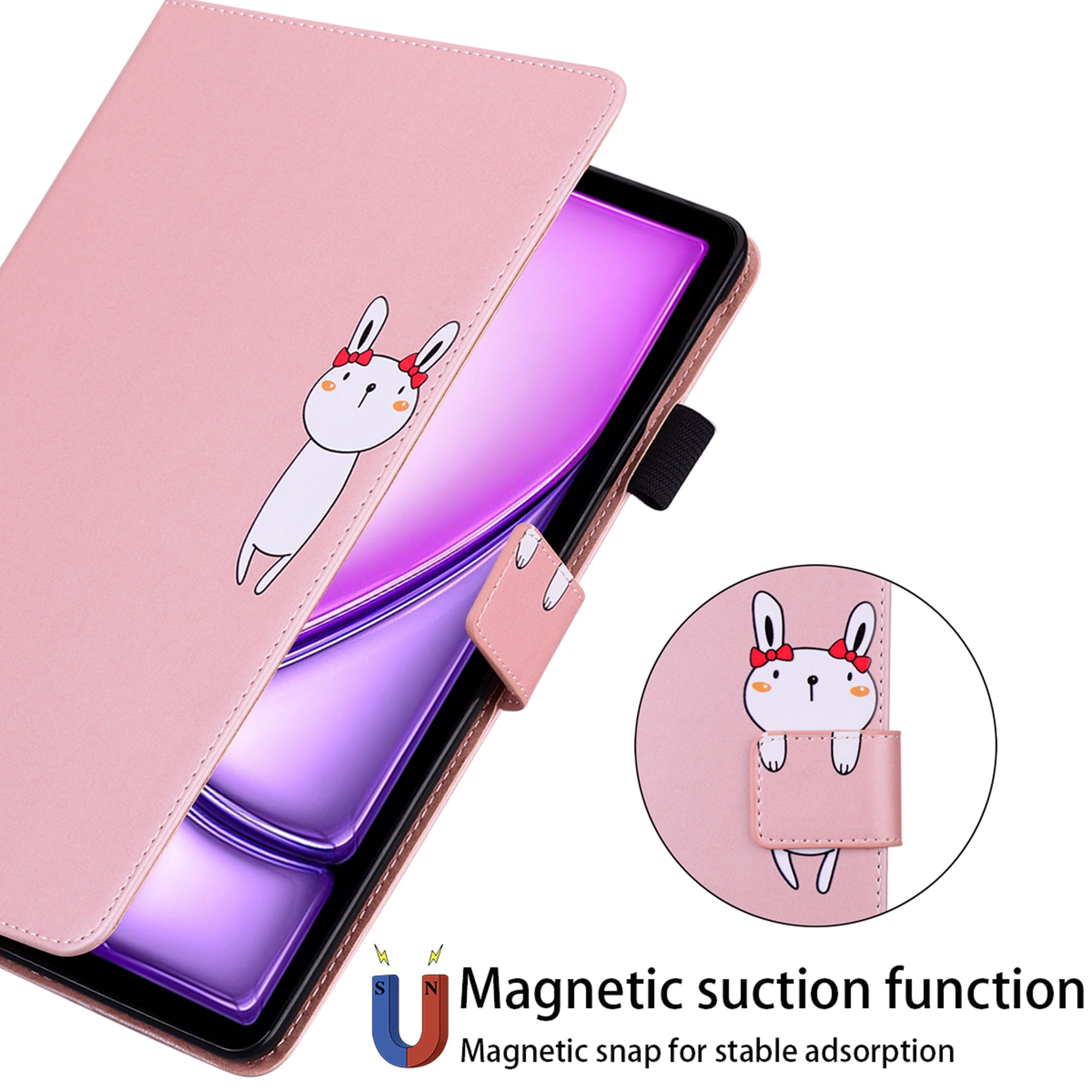 Dteck Folio Case for iPad Air 13-inch (M3/M2) 2025/2024, Multi-Angle Viewing Protective Stand Cover with Pencil Holder & Card Holder,Pink