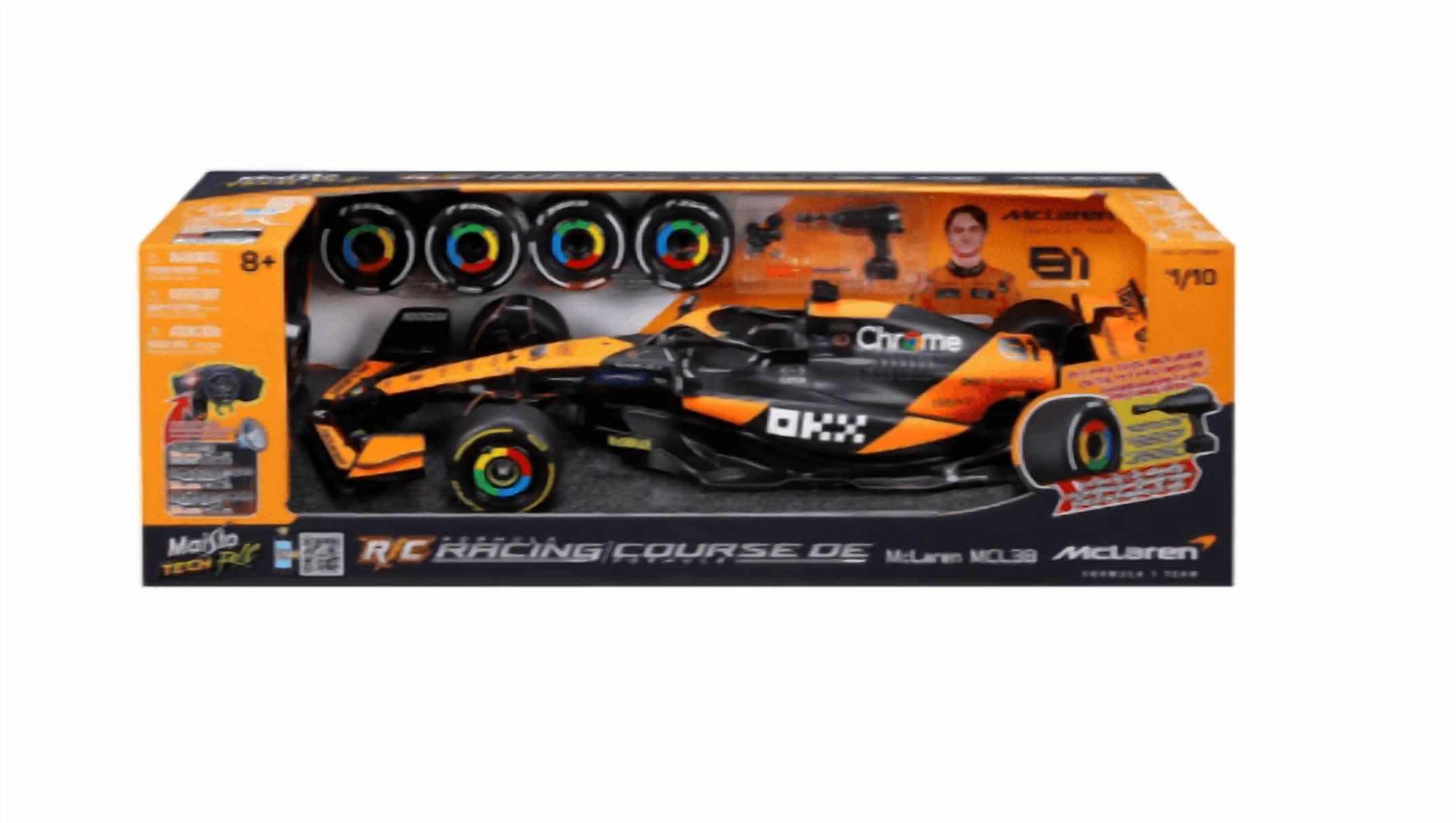 McLaren MCL38 RC Formula Race Car 1:10 Scale with Remote Control, Rechargeable Racing Car