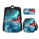 thumbnail image 1 of Disketp Aurora Borealis Village Mochila Estampada de Gran Capacidad con Lonchera y Estuche, Set de 3 Piezas para Estudiantes, 1 of 7