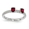 thumbnail image 2 of Created Ruby Sterling Silver Two-Stone Ring, 2 of 9