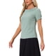 thumbnail image 4 of INSPIRAR CHIC Blusas de Cuello Redondo de Manga Corta de los Años 50 para Mujeres L Verde Polvoriento, 4 of 6