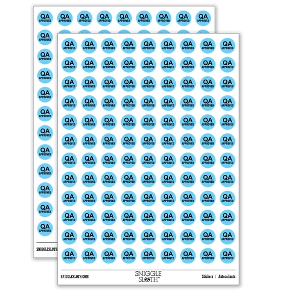 QA Approved Quality Assurance Manufacturing Label 200  Round Stickers - Gloss Finish - 0.50" Size - Light Blue