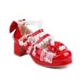 thumbnail image 1 of Zapatos de tacón alto con correa cruzada para mujer, bombas Mary Jane para fiesta, boda, Cosplay, blanco, rosa, negro, fresa, arco, Princesa, Cosplay, Lolita, 1 of 5