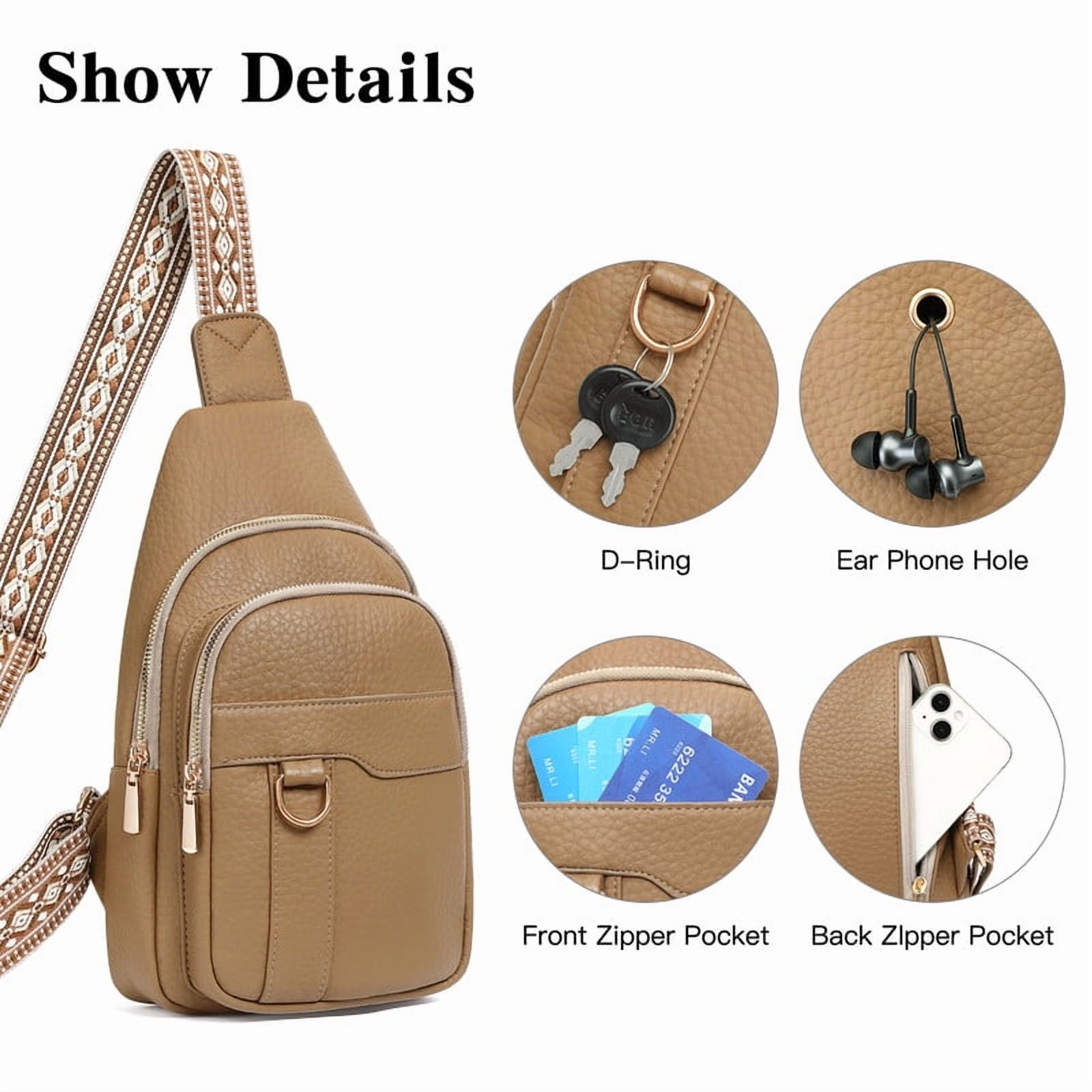 GAEKEAO Sling Bag for Women Crossbody Bags Fanny Pack Vegan Leather Chest Bag Travel Shoulder Belt Purse Backpack Gifts
