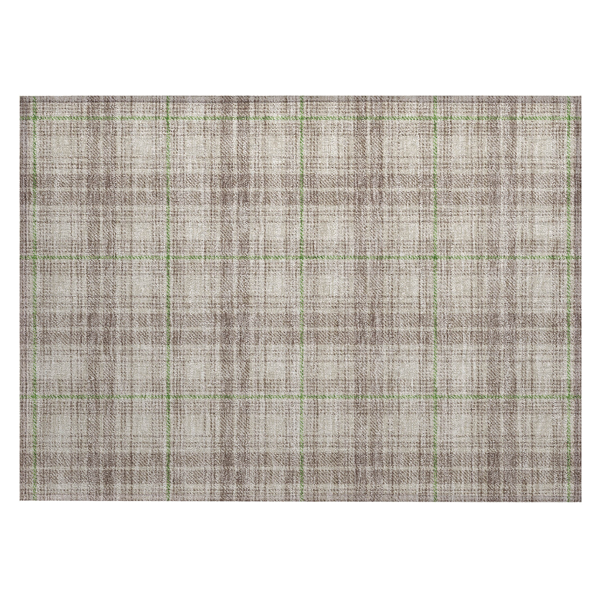 Addison Rugs Chantille Indoor/Outdoor Transitional Plaid Beige Washable Rectangle Rug, 1'8" x 2'6"