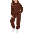 thumbnail image 3 of CPNG Girls 2 Piece Outfits Football Bow Print Long Sleeve Hoodie with Matching Jogger Pants Kids Loose Casual Sweatsuit Set, 3 of 5