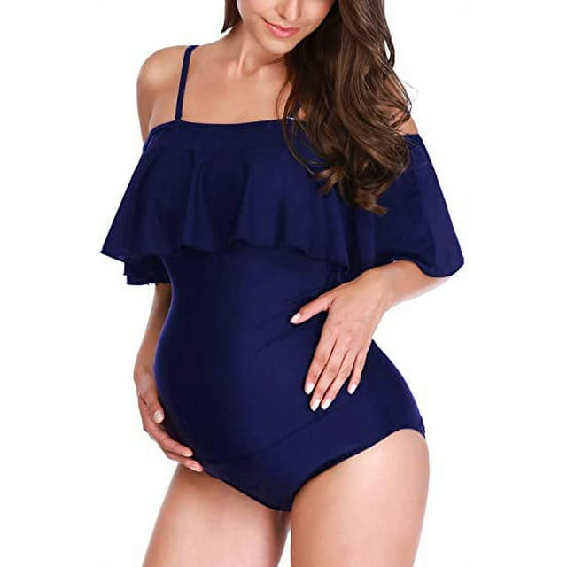 Traje de baño de maternidad Bikinis para mujer Tankini Trajes de baño de verano Embarazo Ropa de playa Azul (3XL-Azul-3XL Sincero Electrónica