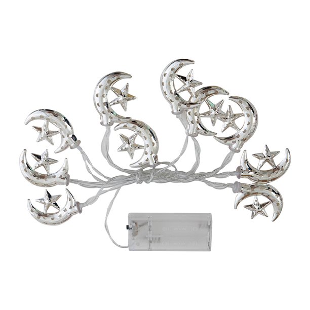 Naiovety 1 Juego de luces de cadena, exquisita estrella, Luna, modelado, decoración musulmana islámica, lámpara LED, accesorios de fotografía, cadenas Iluminación navideña Naiovety HA060652-00