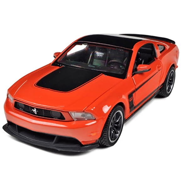 2012 Ford Mustang Boss 302 Orange and Black 1/24 Diecast Model Car by Maisto