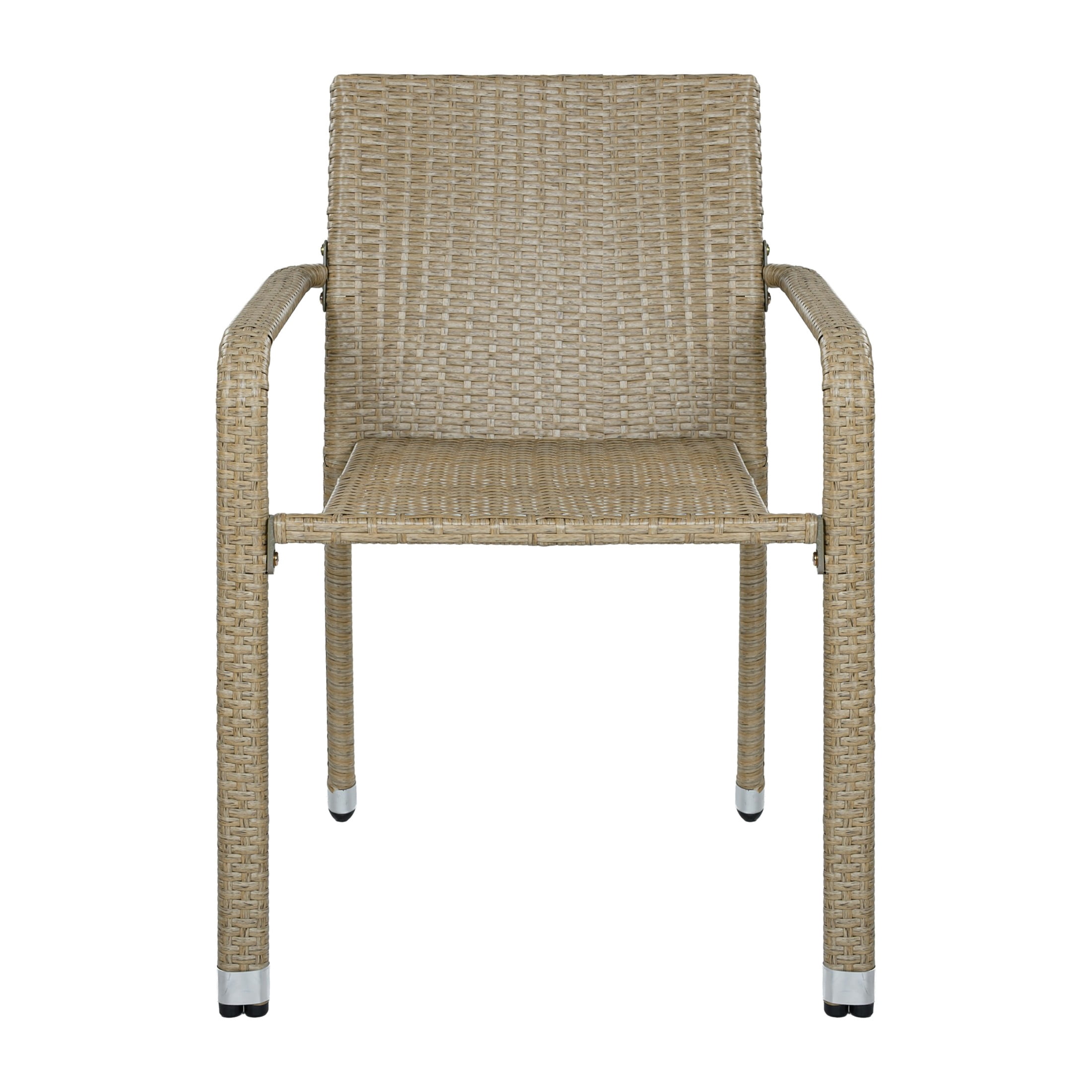 Christopher Knight Home Outdoor Handwoven Wicker Dining Arm Chairs, Natural, Set of 4