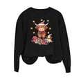 thumbnail image 4 of Women's Christmas Dairy Cow Graphic Sweatshirt - Cute Xmas Lights Santa Hat Pullover, Cotton Blend Ugly Christmas Pajama Style Top, 4 of 6