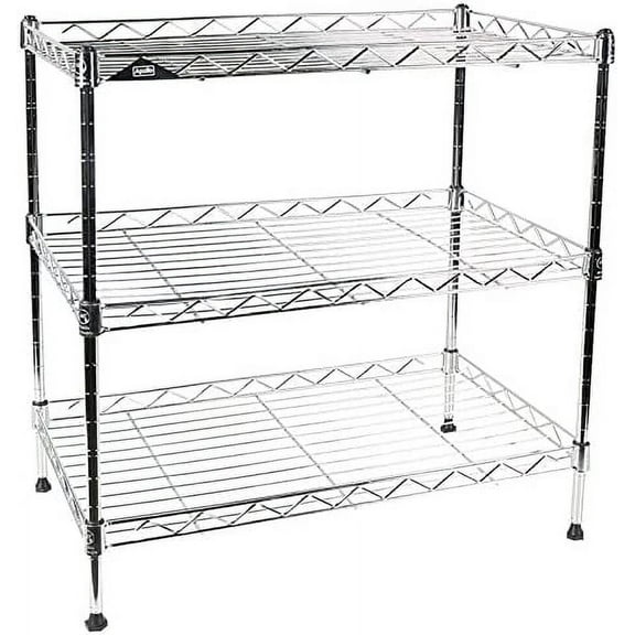 Chrome 3-Tier Wire Shelving Unit 20"x12"x20" with Shelf Liner