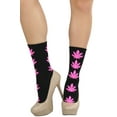 thumbnail image 6 of ToBeInStyle Womens Fun Acrylic Iconic Leaf Printed Socks - Black/Hot Pink, 6 of 6