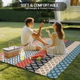thumbnail image 4 of Outdoor Rug 5x8 ft Orange Teal Boho Waterproof Outdoor Patio Rug Mat Non Slip Outside Area Rugs Carpet for RV,Camping,Porch,Deck,Pool,Balconybackyard,Bohemian Geometric Pattern, 4 of 9