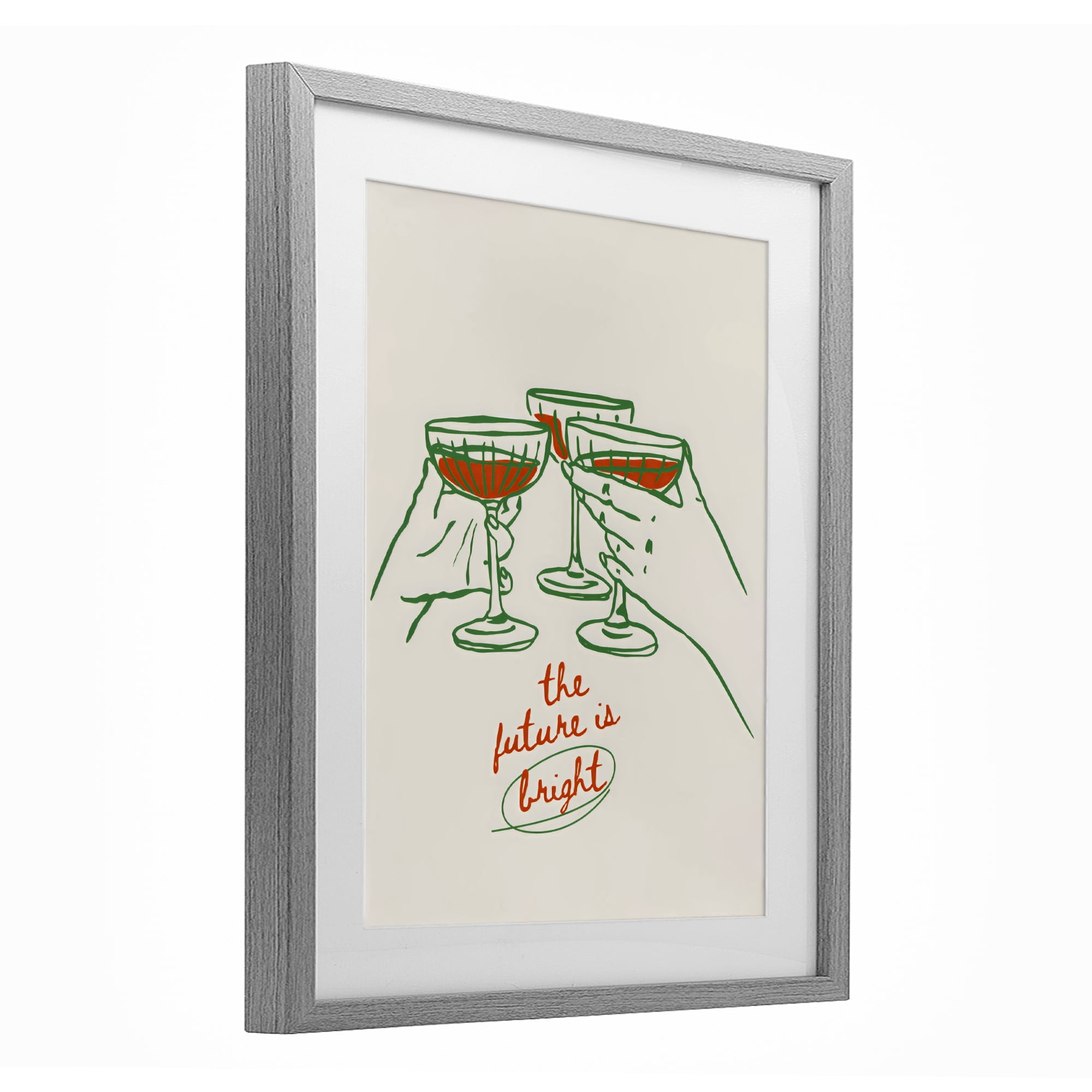 Stupell Industries The Future Is Bright Toast Gray Framed Print Under Glass, design by The Prints Vibe
