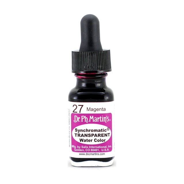 Dr. Ph. Martin'S Color De Agua Transparente Sincromático (27) Botella De Acuarela 0.5 Oz Magenta