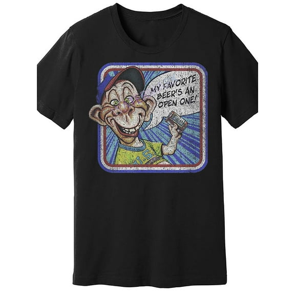 One Bubba J Men's Humorous Graphic T-Shirt - 100% Cott Beer is Open" Cartoon Design, Machine Washable Casual Summer Shirt for Men, Beer Shirts, Breathable Clothing, Vibrant Print Top, Comfortable Fit