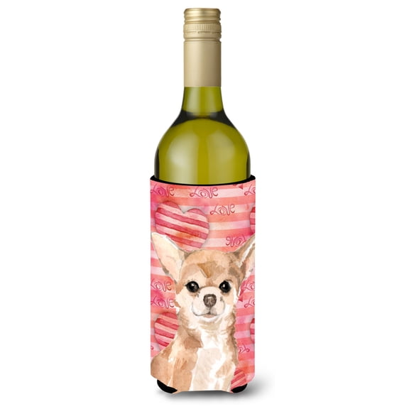 Carolines Treasures BB9481LITERK Chihuahua Love Wine Bottle Beverge Insulator Hugger  Wine Bottle multicolor