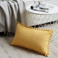 thumbnail image 3 of Pack of 2 Lumbar Decorative Throw Pillow Covers with Pom-poms, Soft Corduroy Solid Rectangle Cushion Cases Set for Couch Sofa Bedroom Car Living Room, 3 of 8