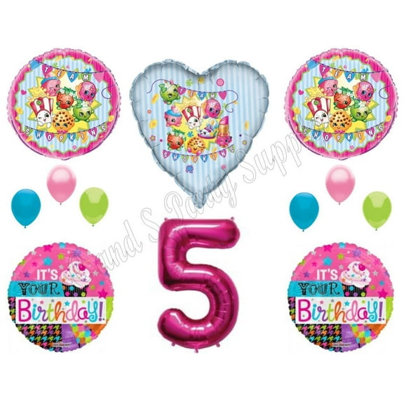 XL SHOPKINS 5th Happy Birthday Party Balloons Decoration Cupcake Fifth Cookie