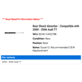 thumbnail image 2 of Rear Shock Absorber - Compatible with 2000 - 2006 Audi TT 2001 2002 2003 2004 2005, 2 of 2