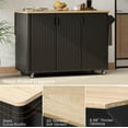 thumbnail image 6 of Harper & Bright Designs Fluted Kitchen Island with Drop Leaf, Farmhouse Kitchen Island on Wheels with Internal Storage Rack, Rolling Kitchen Cart with Towel Rack for Dining Room, Black, 6 of 16
