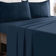 thumbnail image 5 of MALLONI HOME Queen Sheet Set - Cotton Rich Bedding Sets Queen, 4 Piece Deep Pocket Queen Sheet - Ultra Soft, Wrinkle Resistant, Quick Dry, Easy Care Queen Sheets - Mineral Blue, 5 of 6