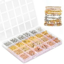 FUYGRCJ 3820PCS Gold Spacer Beads Set, Assorted Round Star Gold Beads with 6 Styles 4 Colors for Bracelet Jewelry Making(Gold, Sliver, Rose Gold, KC Gold)