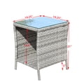 thumbnail image 3 of Olurrisa Outdoor Coffee Table 19.25" Square - Clear Tempered Glass Top with Grey PE Rattan Base, 120lb Capacity All-Weather Patio Furniture for Garden & Deck, 3 of 11
