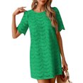 thumbnail image 2 of ClodeEU Women's Crew Neck Short Sleeve T-Shirt Dress,Casual Loose Textured Mini Dress Green,Women's Plus L, 2 of 7