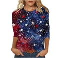 thumbnail image 2 of Odbmxy 3/4 Sleeve Womens Tee Shirts 4th of July Patriotic Womens Shirts Stars Casual Loose Summer Vacation Tops, 2 of 5
