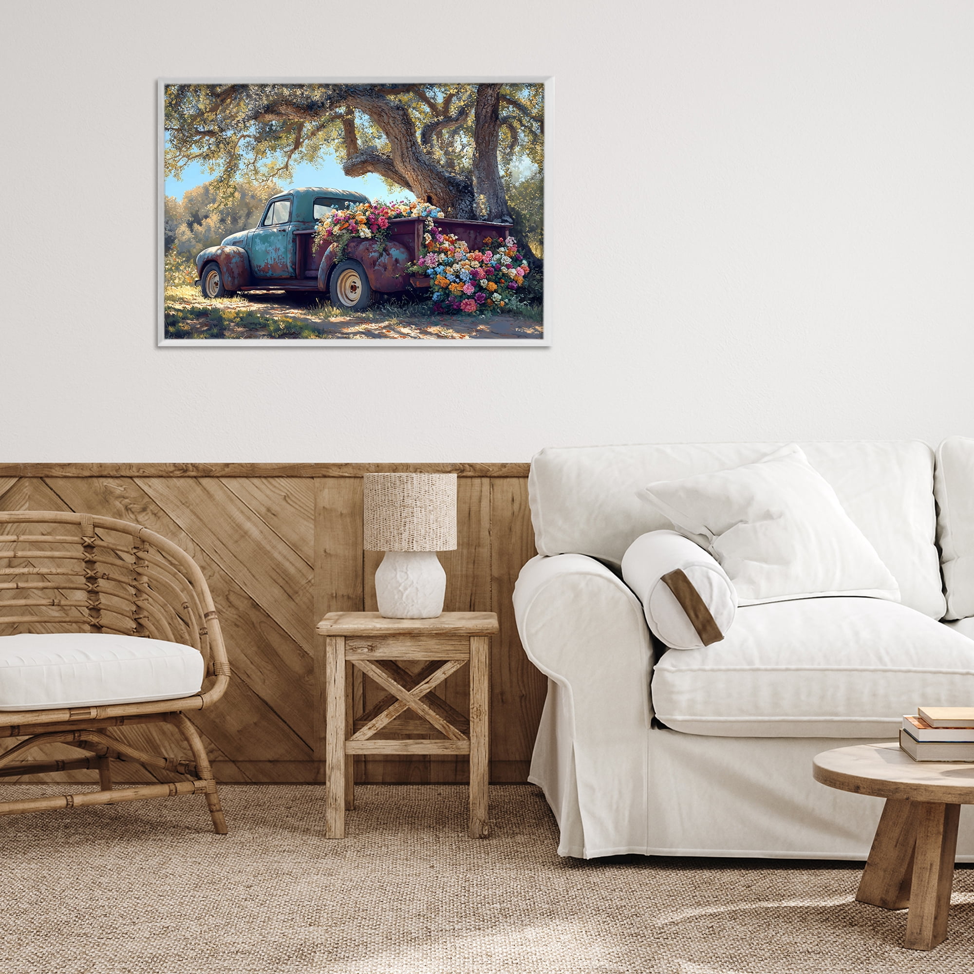 Stupell Industries Repurposed Truck Filled with Flowers White Framed Giclee Art, design by Franklyn Gregory
