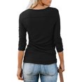 thumbnail image 3 of T-shirt Henley à Manches Courtes/longues pour Femmes, Décontracté, Basique, 3 of 3