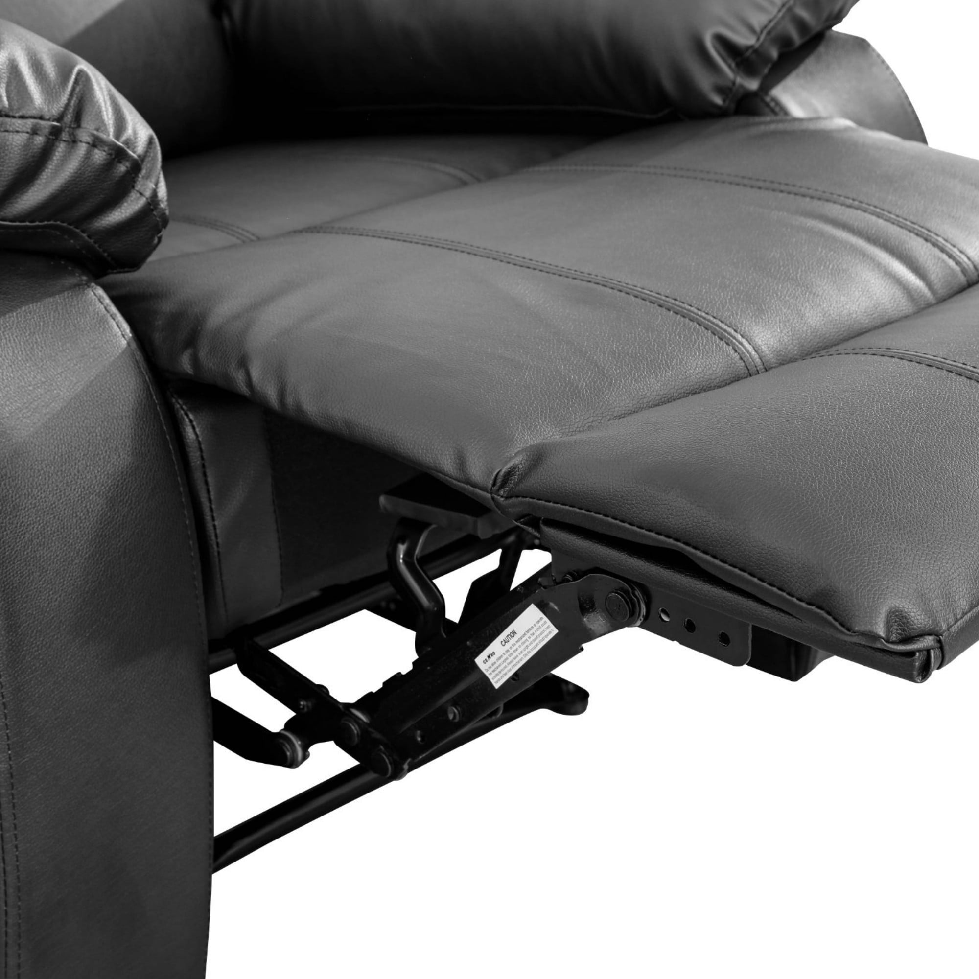 BSHTI Semi PU And PVC Unit Sofa Living Room Sofa, Double Layers Springs Structure, 110-115°Adjusting Backrest, Breathing Leather, Scratch-Resistant, Black