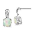 thumbnail image 3 of Sterling Silver 8mm Lab created Opal Cabochon & Cubic Zirconia Post Stud Earrings, 3 of 5
