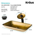 KRAUS Rectangular Gold Glass Bathroom Vessel Sink and Waterfall Faucet