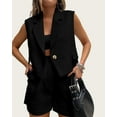 thumbnail image 4 of FreshPretty Womens Summer Two Piece Sets Button Sleeveless Crop Vest Blazer and High Waisted Shorts Suit Set Casual Outfits, 4 of 6