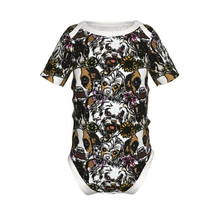 

Coaee Cute Dogs Puppy2 for Soft Baby Short-Sleeve Bodysuit Baby Climbing Clothes Baby Girls Boys Bodysuit Romper-6 Months