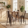 thumbnail image 4 of ELLEGNT 4 PCS 62 cm Counter Height Bar Stools – Metal Frame, Backrests & Footrests Included, Gun Metal, 4 of 10
