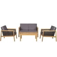 thumbnail image 3 of Gymax 4PCS Patio Acacia Wood Furniture Set PE Rattan Conversation Set w/ Grey Cushions, 3 of 10
