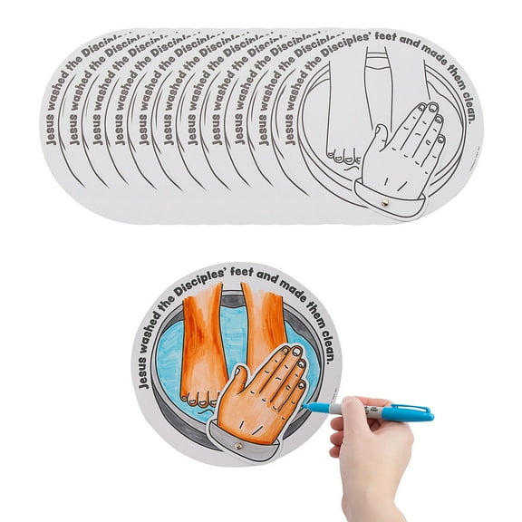 Fun Express 9" Color Your Own Jesus Washing Feet Cardstock Craft Kit - Makes 12