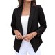 thumbnail image 1 of Traje de mujer chaqueta de manga larga suave de color puro negro para mujer chaqueta frontal abierta sin botones para el trabajo ANGGREK Otros, 1 of 8